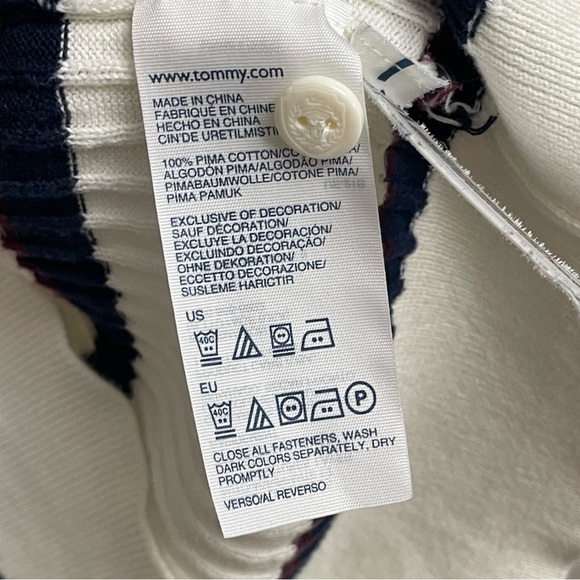 Lot of 2 Pima Cotton Striped Cardigan Tommy Hilfiger Cable Knit V-Neck Nautical - Picture 11 of 16